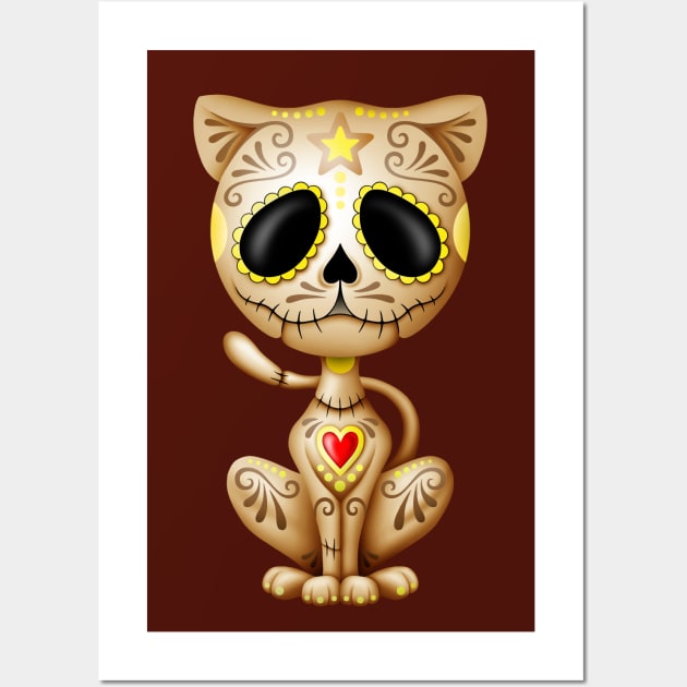 Brown Zombie Sugar Kitten Cat Wall Art by jeffbartels